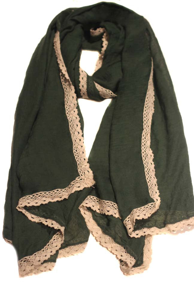 Ivory Brocade Hijab-Green