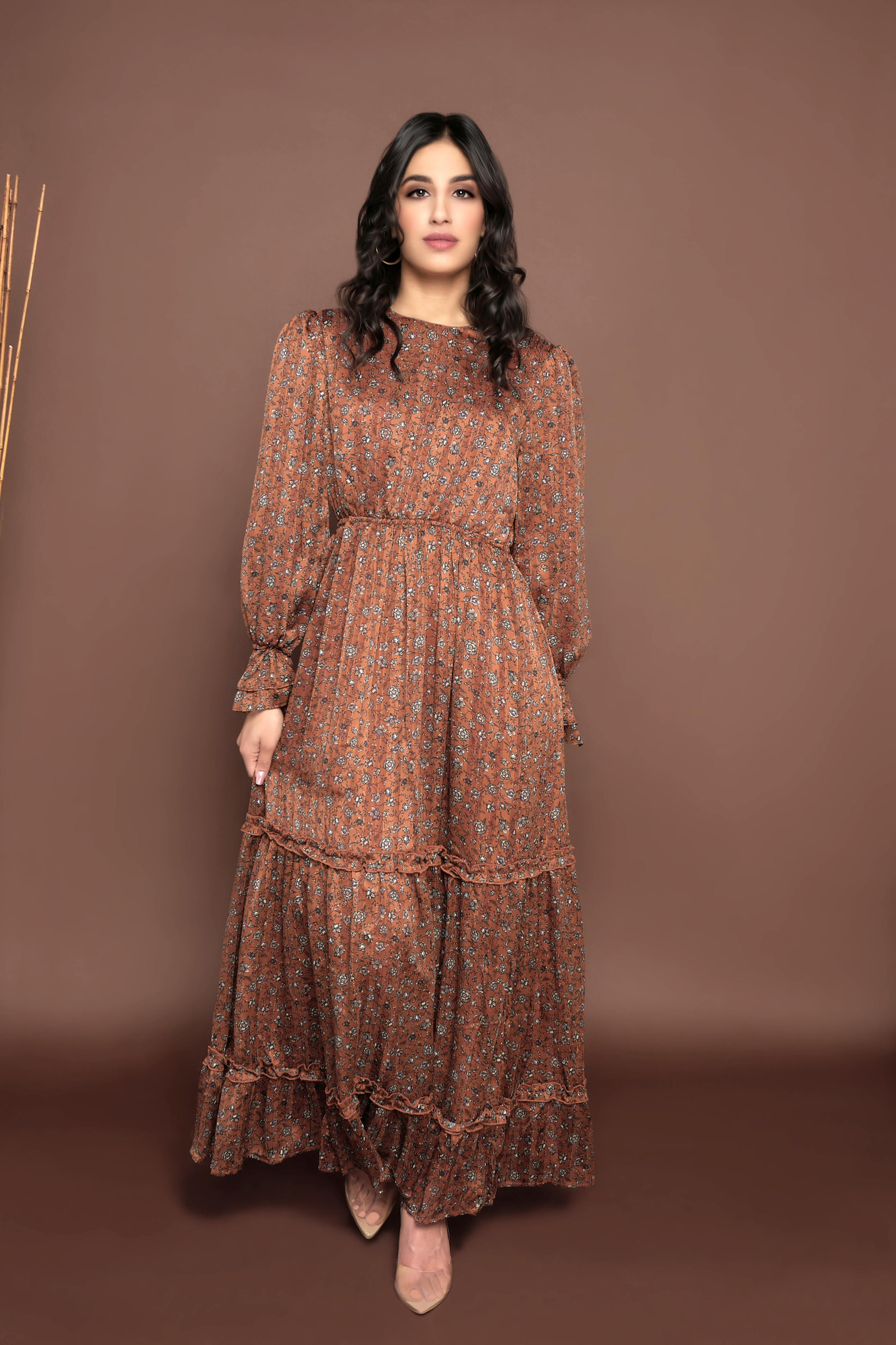 Buy Brown Crepe Embroidered Corset Gown For Women by Salian By Anushree  Online at Aza Fashions.