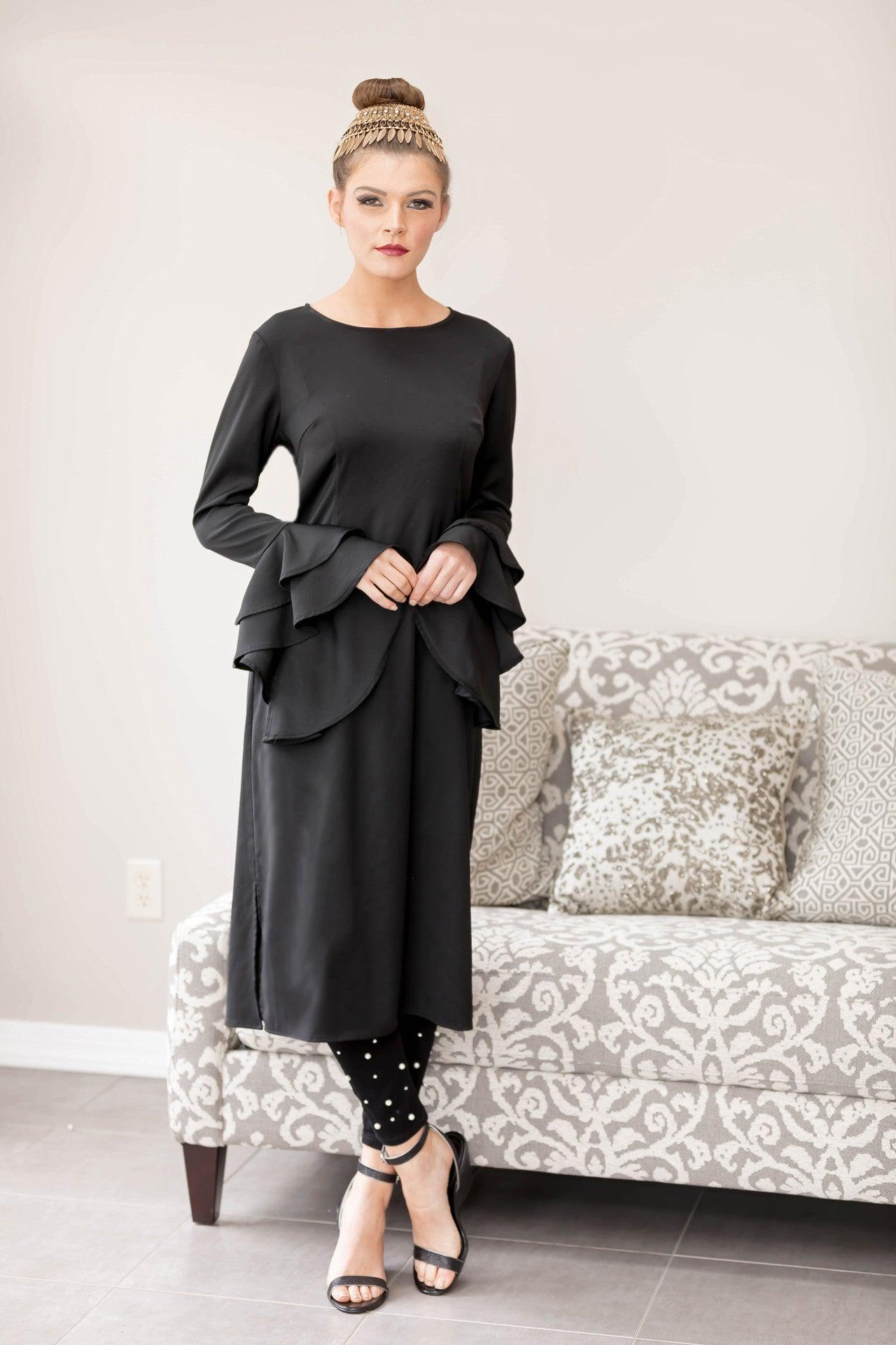 black modest midi dress Wendi Black Midi *ALL SALES FINAL*