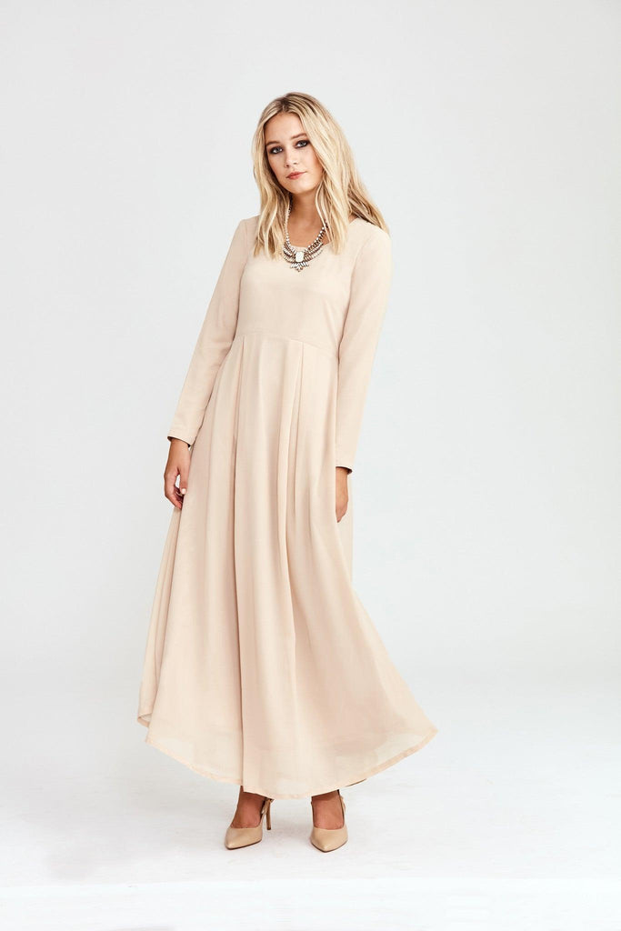 Beige Modest Maxi Dress