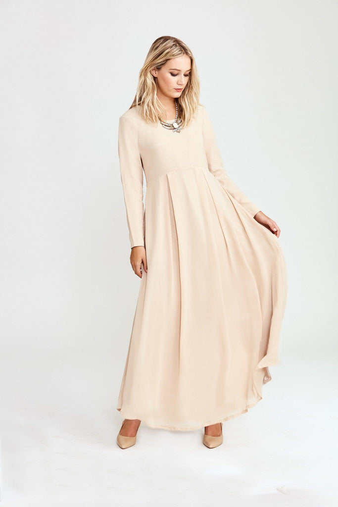 Beige Modest Maxi Dress