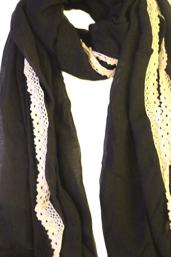 Ivory Brocade Hijab-Black