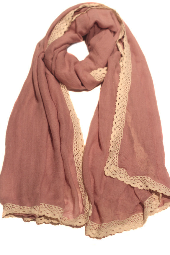 Ivory Brocade Hijab-Dusty Pink