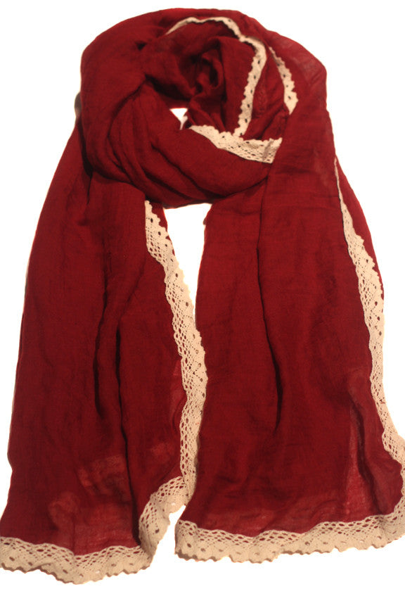 Ivory Brocade Hijab-Maroon