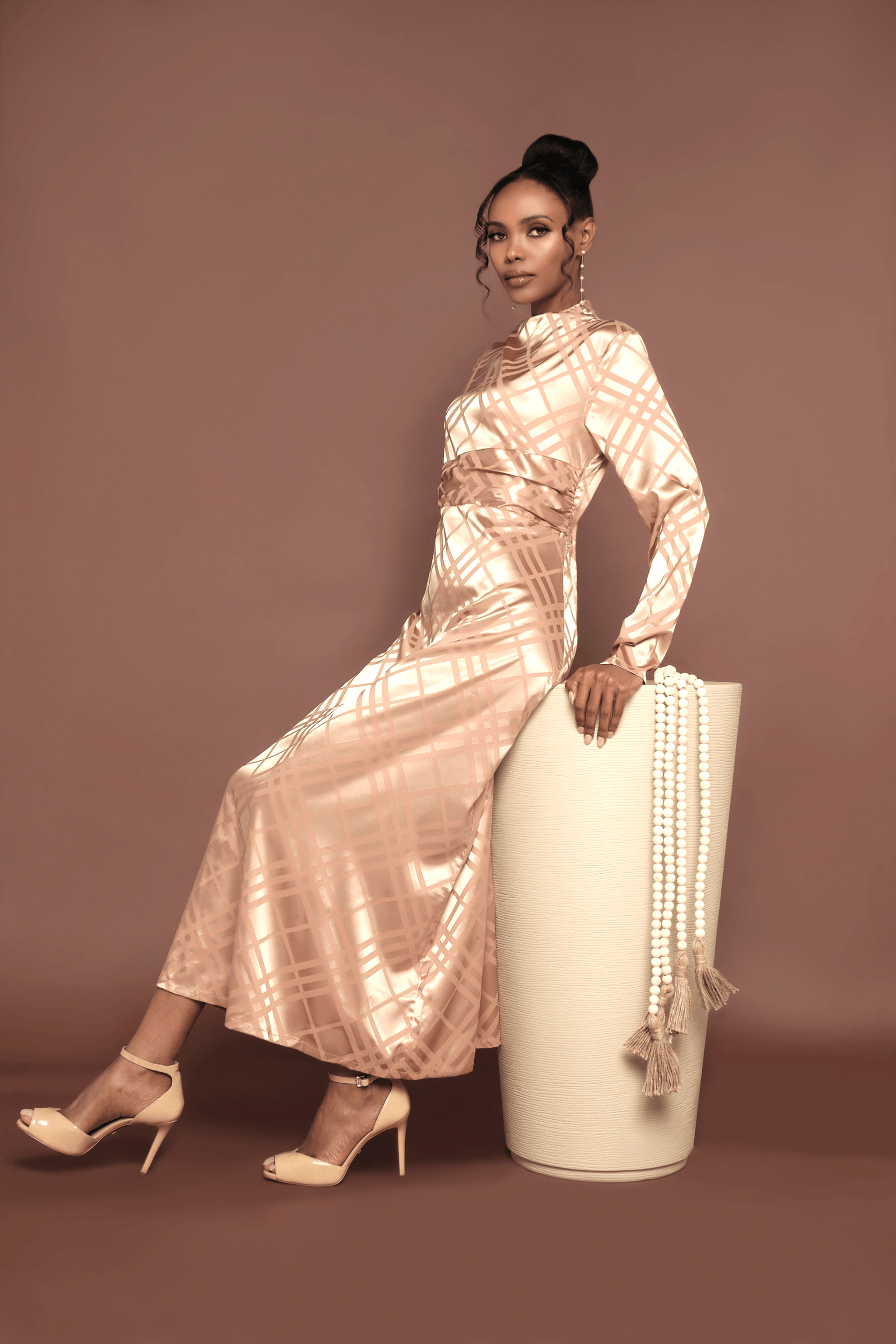 B. Zarina Invite Only Satin Maxi Dress S