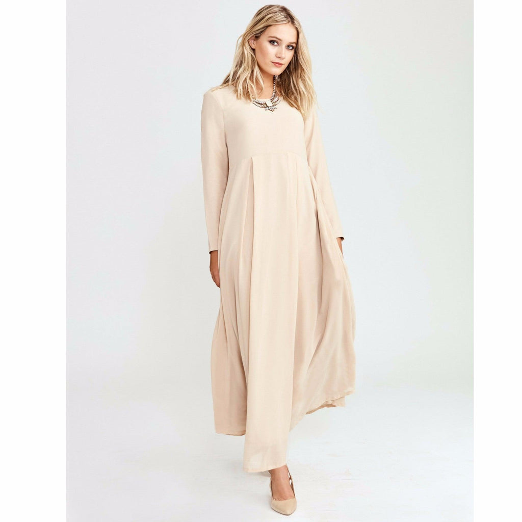 Beige Modest Maxi Dress